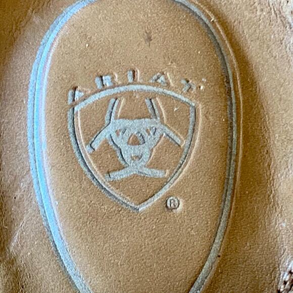 Ariat Women's Sandal Tan Leather Strappy Slide Buckle Strap Size 11B Heel - Picture 9 of 16